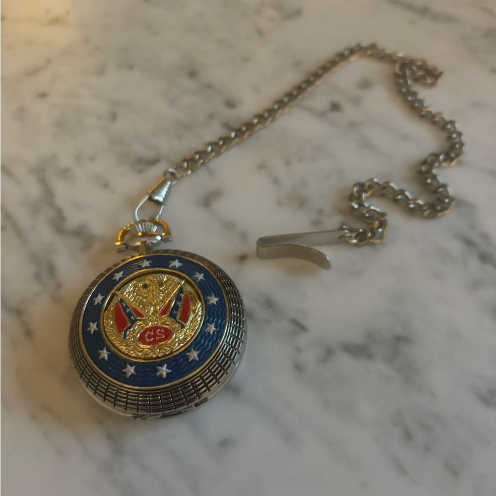 Franklin Mint Robert E. Lee Collectible Pocket Watch With Chain
